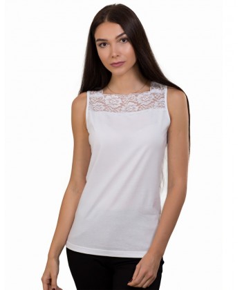 Майка з натуральної бавовни та мережива ML 064